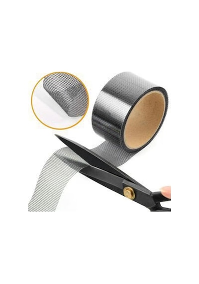2 Metre Yapışkanlı Sineklik Tülü Tamir Bandı Yırtık Kopmuş Delik Fiber Tül Yapıştırma Siyah 48 Mm Genel