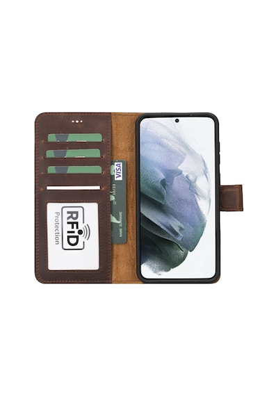 Samsung Galaxy S23 Plus Uyumlu Deri Cüzdanlı Kılıf G2 Kahve 091 Sıyah