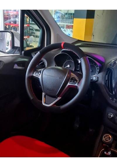 Opel Astra J Kasa Uyumlu Kırmızı Yüzüklü Noktalı-alkantra Deri Direksiyon Kılıfı