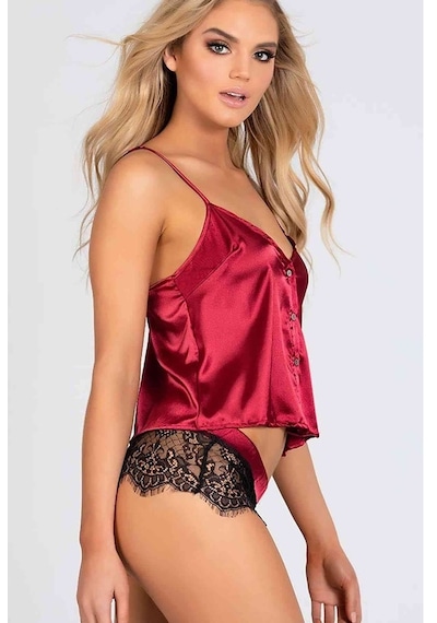 Merry See Dantelli Saten Şortlu Pijama Takım Kırmızı (497690895)