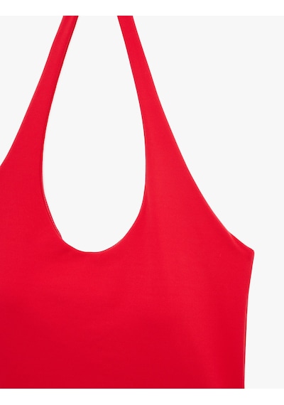 Koton Slim Fit Kolsuz Halter Yaka Spor Bluz Kırmızı 6sak30161nk
