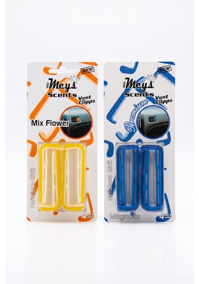 Kemboss Sarı Mavi Araç Klima Kokusu 2'li Set Mix Flower & Magnolia Vent Clip Oto Kokusu Sarı - Mavi Set