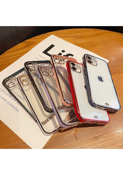 Teknomoda Xiaomi Redmi Note 9 PRO Kılıf Kamera Lens Korumalı Kenarları Renkli Gold Arkası Şeffaf Silikon