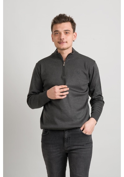 Regular Fit Yarım Balıkçı Fermuarlı Akrilik Viskon Karışımlı Erkek Triko Kazak 001