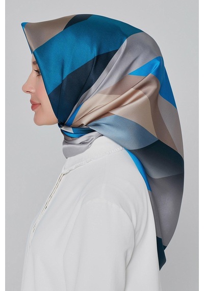 Armine İpek Eşarp Nostalji - 8424-33 Mavi Gri Twill Mavi Gri