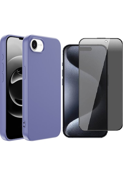 Vendas Apple Uyumlu iPhone 16e Kılıf Zore Mara Lansman Kapak + Hayalet Ekran Koruyucu Lila