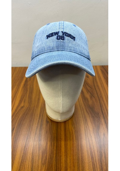 Denim Jean Kot Kumaş Vintage Yıkamalı Unisex Cap Şapka Açık Mavi