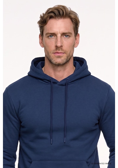 Ac&Co / Altınyıldız Classics Standart Fit Normal Kesim Kapüşonlu Kanguru Cepli Pamuklu Erkek Sweatshirt - Lacivert