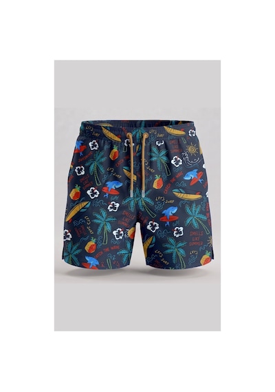 Wild Wood Garment Wild Wood Summer Surf Palmiye Desenli Hızlı Kuruyan Erkek Deniz Şortu Çok Renkli - Antrasit