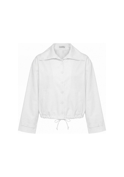 Nauvè Kısa Düğmeli Oversize Trençkot Beyaz