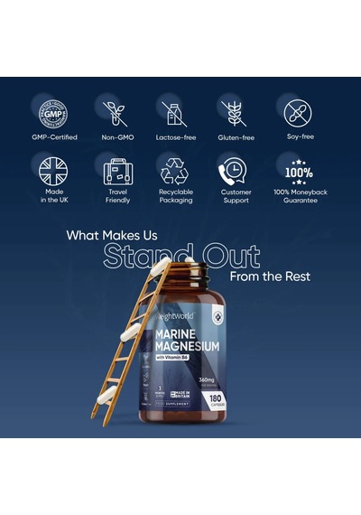 Marine Magnesium + Vitamin B6 -360mg 180 Capsules