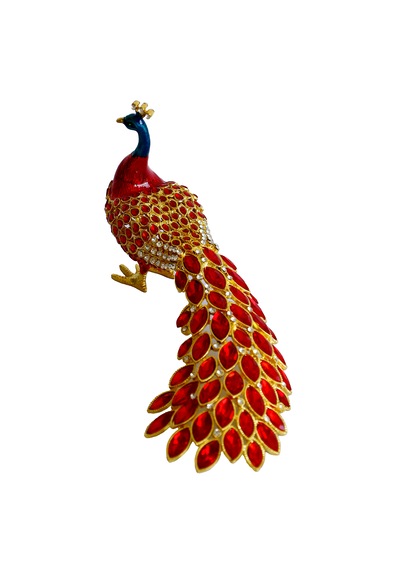 Kristal Taşlı Tavus Kuşu Biblo Ve Mücevher Kutusu 12x22x9 Cm,