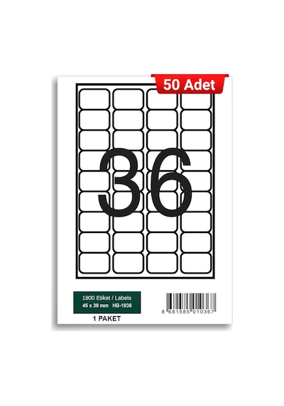 Herboy Hb-1036 45 X 30 Mm A4 Laser Etiket 50 Adet