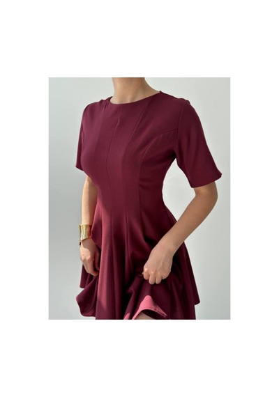 Butik İstanbul Crem Pliseli Elbise Bordo