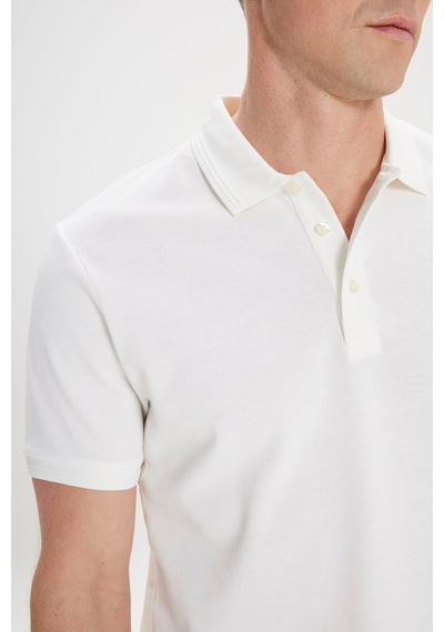 Ac&Co / Altınyıldız Classics Erkek Beyaz Slim Fit Dar Kesim Polo Yaka %100 Pamuk Kısa Kollu Tişört Beyaz