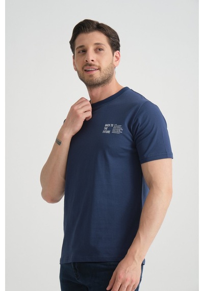 Shooter Sportwear Shooter Erkek Pamuklu T-shirt Premium Kalite Minimal Tasarım Regular Kalıp İndigo