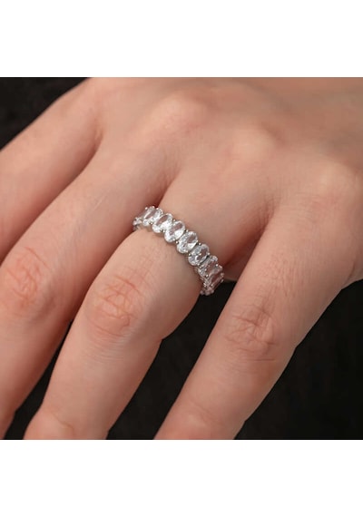 Stillove Gümüş Oval Taşlı Tamtur Kadın Yüzük T8727 Gümüş