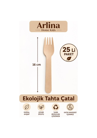 16 Cm Ekolojik Tahta Çatal 25 Li Ahşap