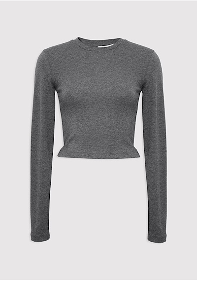 Mavi Uzun Kollu Antrasit Crop Basic Tişört Crop / Kısa Kesim 1612822-8 Gri