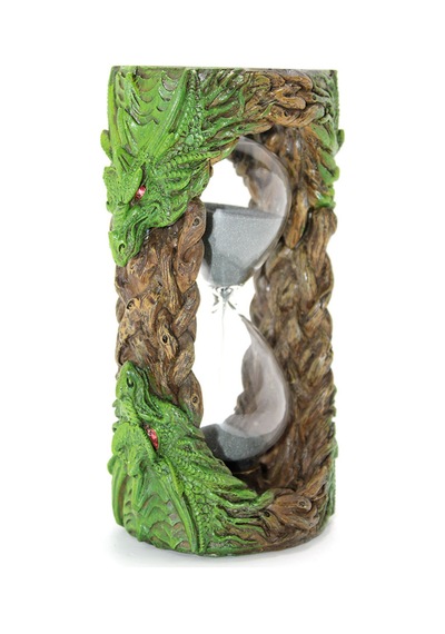2 Adet Kum Saati Polyester Dragon Tasarımlı Dekoratif Saat, Hourglass, Ev Ofis Aksesuarı Sarı