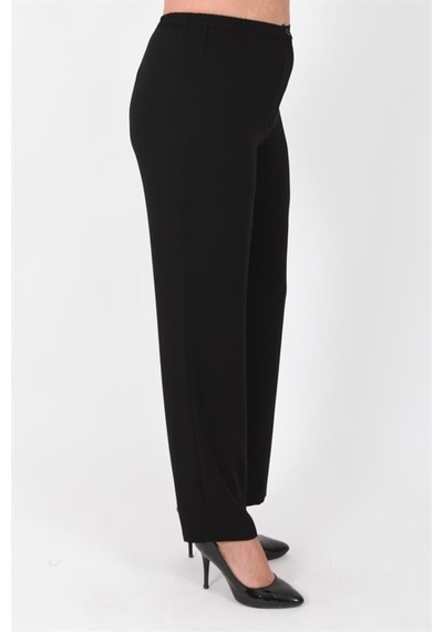 Ladies First Ladıes Fırst Büyük Beden 3570 Siyah Klasik Dar Paça Pantolon Krep