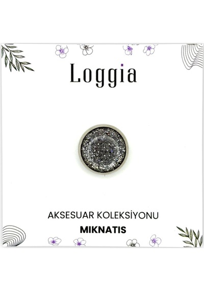 Loggia Eşarp Ve Şal Mıknatısı Simli Koyu Gri - Başörtü Tutucu Kadın Tesettür Aksesuar Mıknatıs Koyu Gri