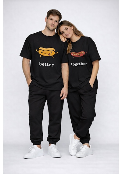 Nevermind Better Together Baskılı Sevgili Kombini Çift Tişört Oversize Unis Siyah Nevermind Better Together Baskılı Sevgili Kombini Çift Tişört Oversize Unis Siyah