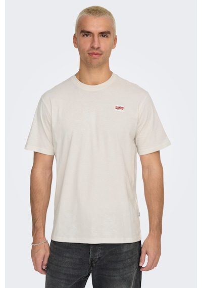 Only & Sons Erkek Onsdawson Regular Fit Kısa Kollu %100 Pamuk T-shirt 22033190 Ekru Ekru