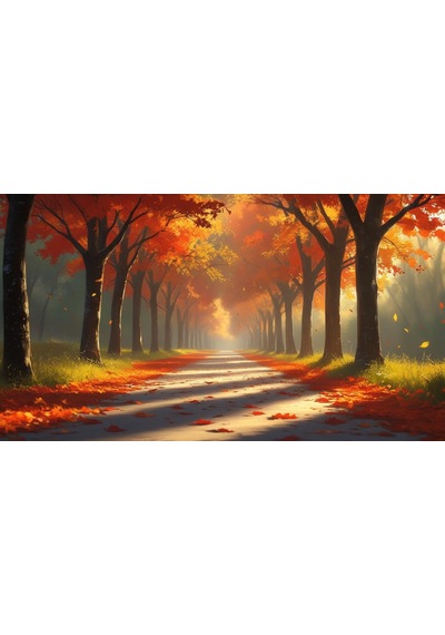 Doğa Ve Manzara Yatay Sonbahar Ağaçlar Güneş Işığı 01 Çerçevesiz 90x60cm Pvc Tablo