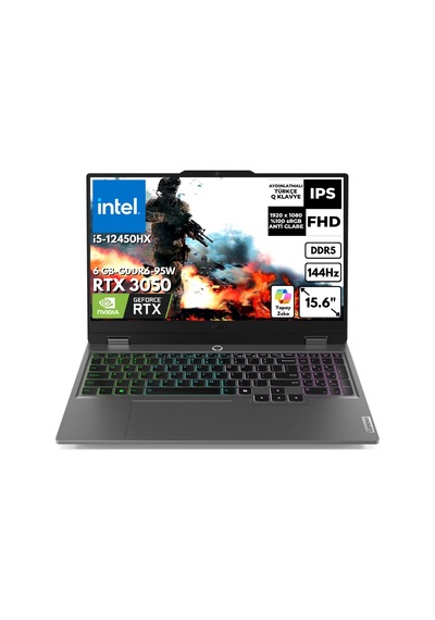 Lenovo LOQ 15IAX9 83GS00R7TRAT63 i5-12450HX 16 GB 2 TB SSD 6 GB RTX3050 15.6" W11P Dizüstü Bilgisayar