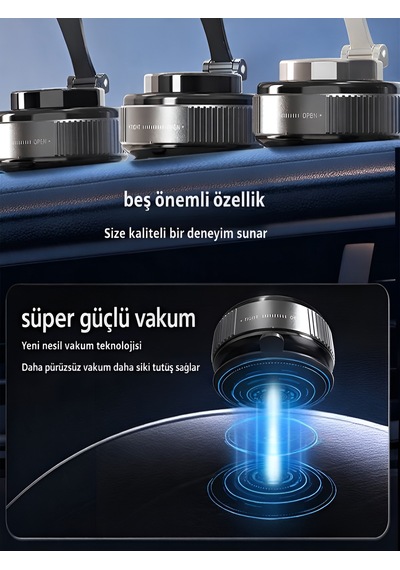 Saat Tasarımlı Araç İçi Telefon Tutucu Magsafe Manyetik 360 Ayarlanabilir Katlanabilir Siyah - Siyah