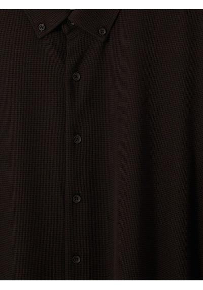Lcw Vision Kahverengi Slim Fit Waffle Erkek Dokulu Gömlek