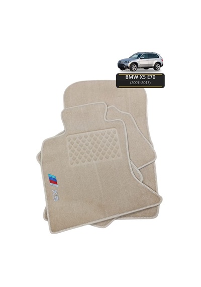 Oto Halı Paspas Seti Bmw X5 E70 2007 2013 Uyumlu Sport Kaymaz & Şık Tasarım - Bej Harfli