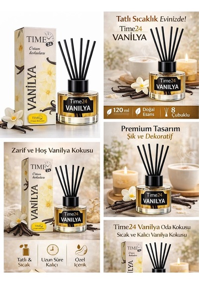 Tıme24 Vanilya Oda Kokusu 50 Ml Çubuklu Ortam Kokusu Tatlı Ve Kalıcı Vanilya Kokusu Diğer