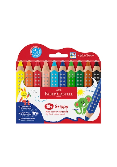 Grippy Boya Kalemi 10'lu,ergonomik Üçgen Tasarım,suda Çözünür,jumbo Mineli Çok Renkli