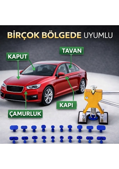 Polham 20 Parça Boyasız Göçük Düzeltme Seti Kaput Kapı Çamurluk Göçük Onarım Aparatı Pdr Dent Repair Seti