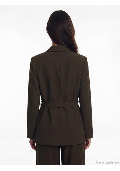 Lcw Modest Kahverengi Beli Kemerli Kadın Blazer Ceket