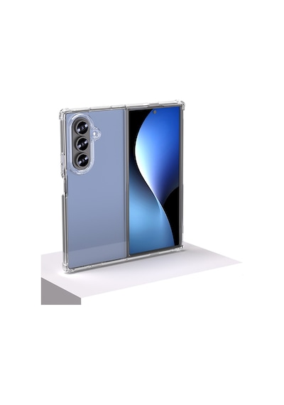 Vendas Galaxy Uyumlu Z Fold 7 Kılıf Zore Nitro Anti Shock Silikon Kılıf + Anti-reflective Kamera Lens Koruyucu Şeffaf