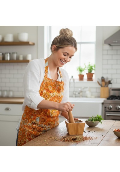 Bambu Havan Ve Tokmak Seti, Mutfak Havanı, Baharat Ve Sarımsak Öğütücü Ve Döveceği Kare