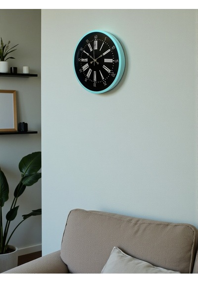 Zentime 36 Cm Turkuaz Dekoratif Duvar Saati çok Renkli