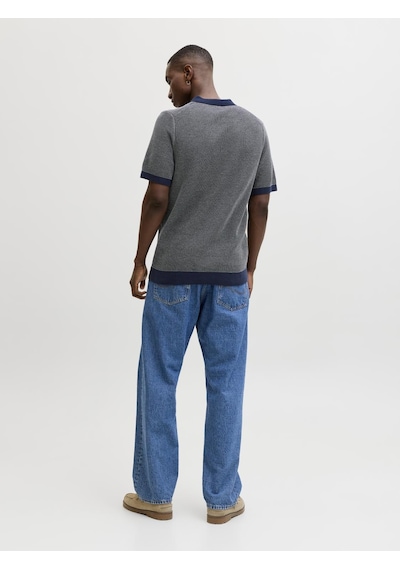 Jack & Jones Erkek Regular Fit Split Yaka Triko Tisört - Heaston - 12294733 Naval Academy