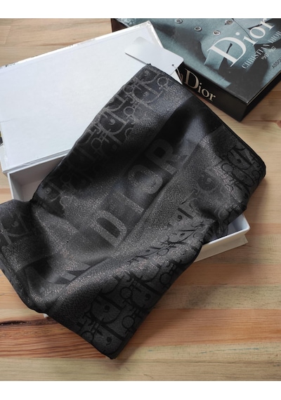 Miorel Scarfs Cd Desen Kaşmir İpek Şal Scarfs Cashmere Shawl Hijab Yeni Sezon Siyah
