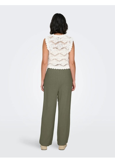 Only Onlsıesta Mw Pull-up Linen Bl Kadın Keten Pantolon 15322263 Yeşil