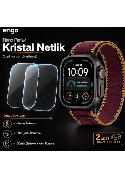 Apple Watch Ultra 4 49mm İle Uyumlu Ekran Koruyucu A3579 Nano Parlak 9h Esnek Cam Çizilmeye Dayanıklı