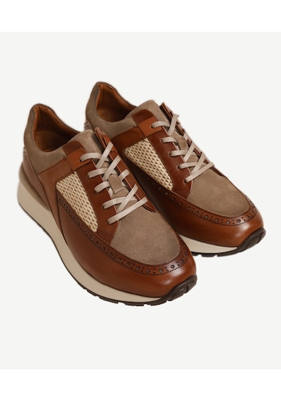 Yargıcı Hasır Detaylı Deri Sneakers 24yeay4488x 057 Kahverengi