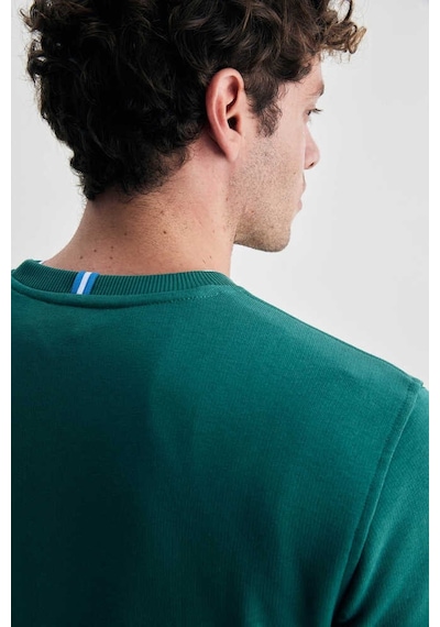 Ucla Valley Yeşil Bisiklet Yaka Baskılı Standart Fit Erkek Sweatshirt Siyah