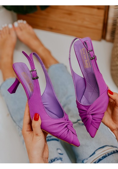 Ervanın Butiği Mor Saten Bow Fiyonk Detay Kadın Stiletto-3713