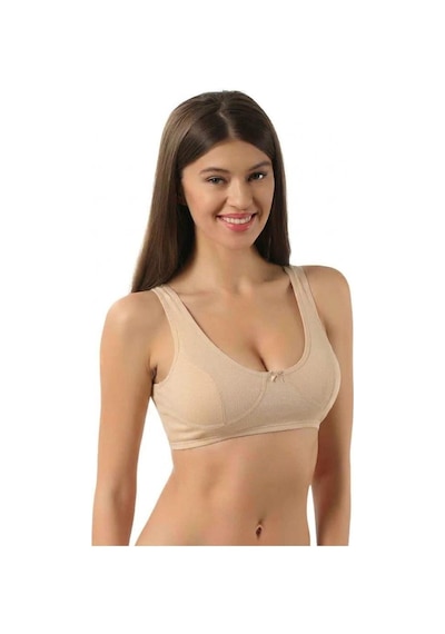 Özkan Underwear 6 Adet Özkan Bayan Pamuklu Ribana Yarım Atlet Sütyen 0564 Ten