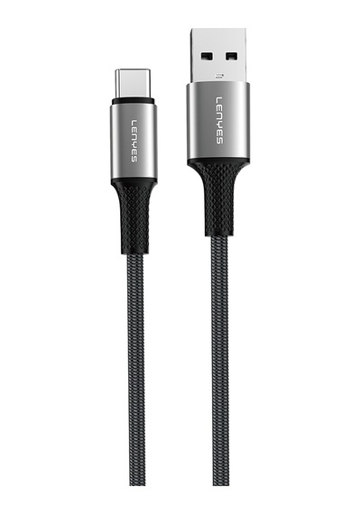 Lenyes Lc565 Usb-a To Type-c Örgü Tasarımlı Hızlı Şarj Özellikli Data Ve Şarj Kablosu 12w 1m Siyah