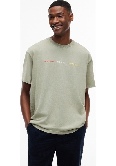 Tommy Hilfiger Tjm Reg Tj Repeat Ss Tee Erkek Yeşil T-shirt - Dm0dm23180